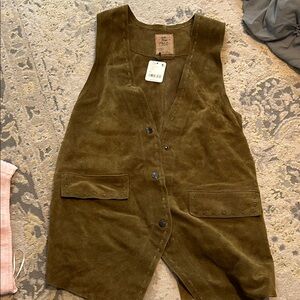 Free People Olive Leather Vest